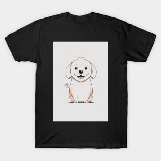 Happy Cute Dog Illustration Drawing T-Shirt